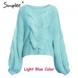 Simplee Hollow out moherowe swetry damskie swetry jesień zima latarnia rękaw kobiet pomarańczowy sweter Oversize ladies jumper 2