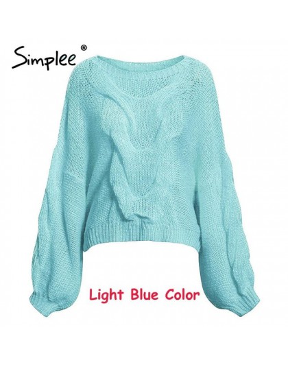 Simplee Hollow out moherowe swetry damskie swetry jesień zima latarnia rękaw kobiet pomarańczowy sweter Oversize ladies jumper 2