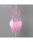 MIAMOR mały różowy i biały Dreamcatcher & Wind Chimes wisiorek do samochodu i wystroju domu i ściany wiszące łapacz snów Regalo 