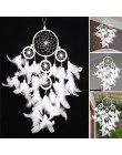 Nowo duży Dreamcatcher dzwonek wietrzny biały łapacz snów z piórami ozdoba wisząca do samochodu 5 okrągły Home Decor prezent