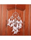 Nowo duży Dreamcatcher dzwonek wietrzny biały łapacz snów z piórami ozdoba wisząca do samochodu 5 okrągły Home Decor prezent