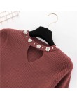 2020 Sweety pearl V-Neck żółty damski sweter wiosenna dopasowana frezowanie sweter kobiet Pull różowy sweter dla kobiet Jumper b