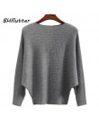 BHflutter sweter kobiety głęboki dekolt dzianiny zimowe swetry topy kobieta Batwing Cashmere swetry na co dzień Jumper Pull Femm