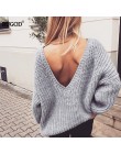 Rugod 2019 nowy seksowny Backless sweter w szpic kobiet sweter jesień zima sweter z dzianiny w stylu casual sweter Femme ponadga