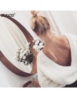 Rugod 2019 nowy seksowny Backless sweter w szpic kobiet sweter jesień zima sweter z dzianiny w stylu casual sweter Femme ponadga