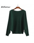 BHflutter sweter kobiety głęboki dekolt dzianiny zimowe swetry topy kobieta Batwing Cashmere swetry na co dzień Jumper Pull Femm