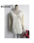 Rugod 2019 nowy seksowny Backless sweter w szpic kobiet sweter jesień zima sweter z dzianiny w stylu casual sweter Femme ponadga