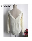 Rugod 2019 nowy seksowny Backless sweter w szpic kobiet sweter jesień zima sweter z dzianiny w stylu casual sweter Femme ponadga