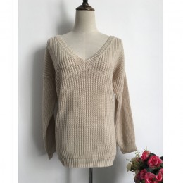 Rugod 2019 nowy seksowny Backless sweter w szpic kobiet sweter jesień zima sweter z dzianiny w stylu casual sweter Femme ponadga