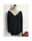 Rugod 2019 nowy seksowny Backless sweter w szpic kobiet sweter jesień zima sweter z dzianiny w stylu casual sweter Femme ponadga