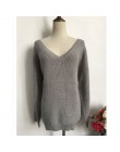 Rugod 2019 nowy seksowny Backless sweter w szpic kobiet sweter jesień zima sweter z dzianiny w stylu casual sweter Femme ponadga