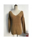 Rugod 2019 nowy seksowny Backless sweter w szpic kobiet sweter jesień zima sweter z dzianiny w stylu casual sweter Femme ponadga